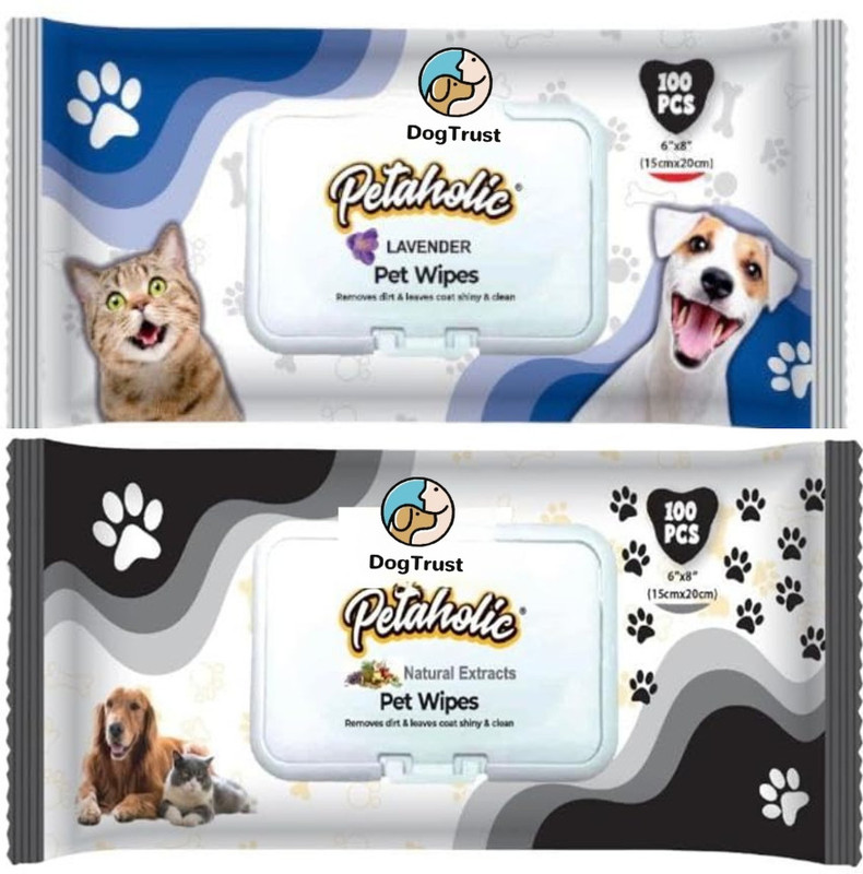 DogTrust Natural Extract | Lavender Extract| Wipes (Pack of 2) Pet Ear Eye Wipes(Pack of 100)