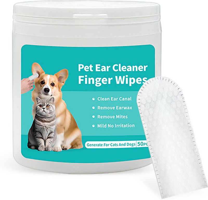 lais enterprises Disposable Pet Cleaning Finger Wipes for Cat and Dog Ears Pet Ear Eye Wipes(Pack of 50)