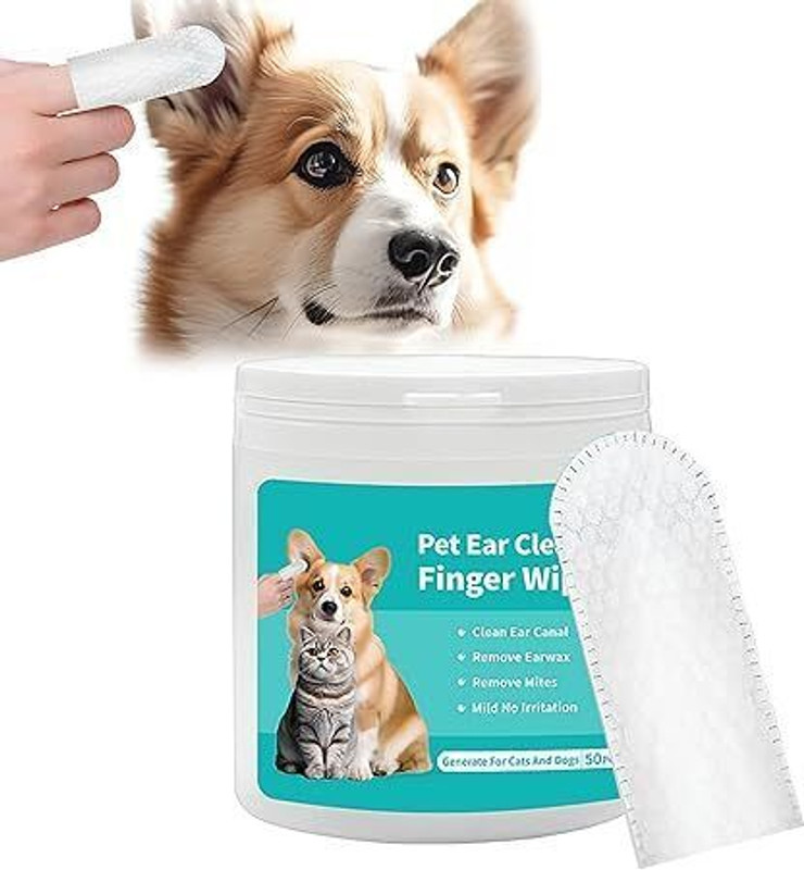 wagmart Pet Teeth Cleaning Finger Wipes for Dogs & Cats - Dental Care Pet Ear Eye Wipes(Pack of 50)