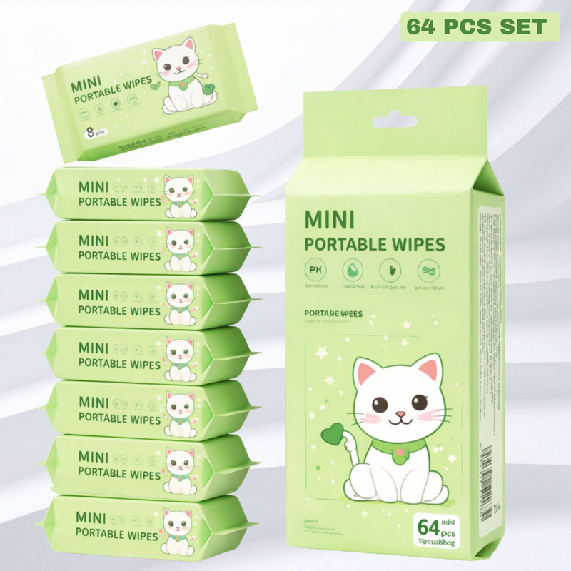 Truveli Lint-free cleaning Pet Ear Eye Wipes(Pack of 64)
