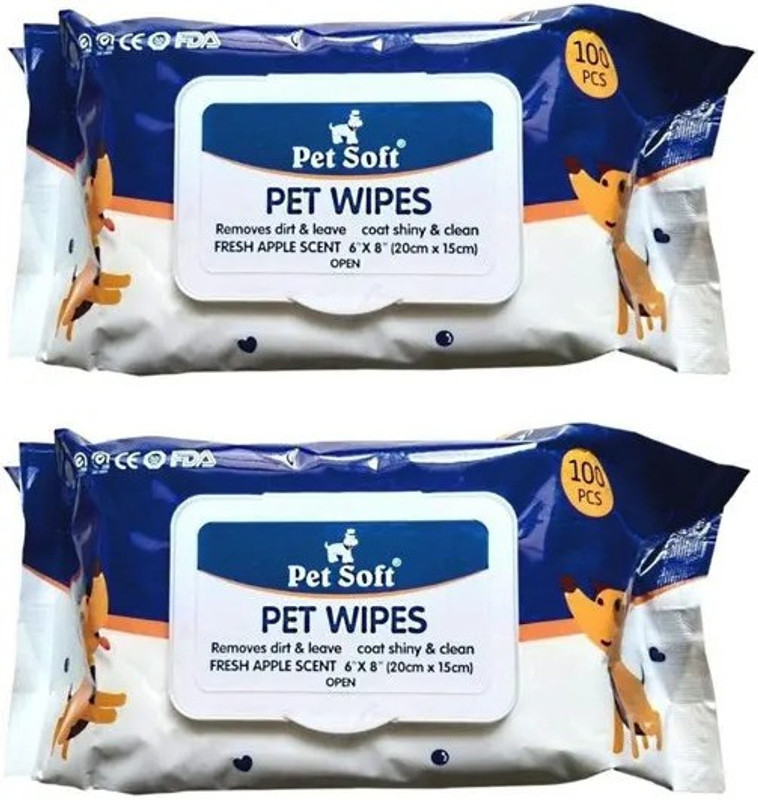 Hachiko Pet Soft Tissue Pet Wipes ( 200 Pc ) Tissue Wipes Pet Ear Eye Wipes (Pack of 2) Pet Ear Eye Wipes(Pack of 200)