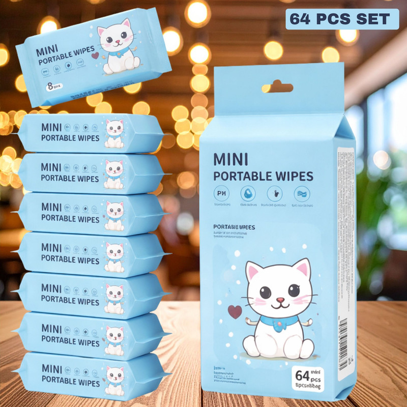 Truveli Easy one-hand use Pet Ear Eye Wipes(Pack of 64)