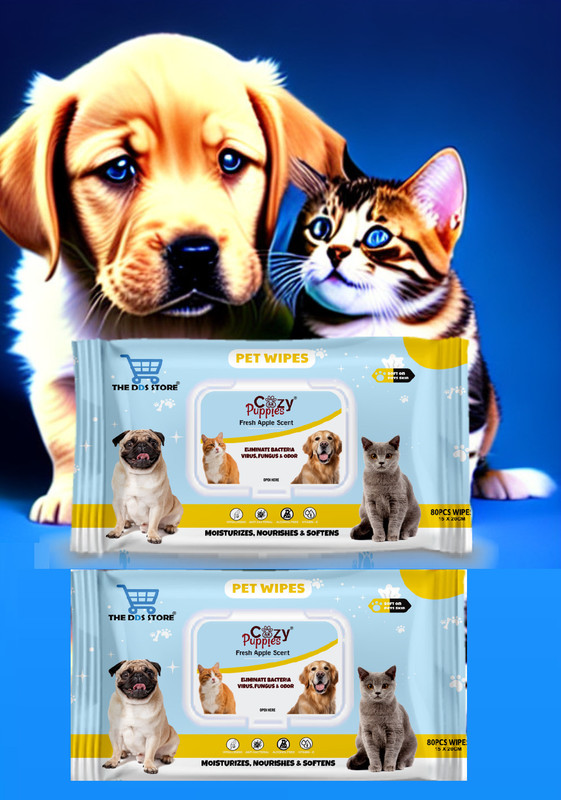 THE DDS STORE 160.Pcs ( 80 X 2 ) Pcs Pet Wet Wipes for Dogs,Cats & Kittens Pet Ear Eye Wipe Pet Ear Eye Wipes(Pack of 2)