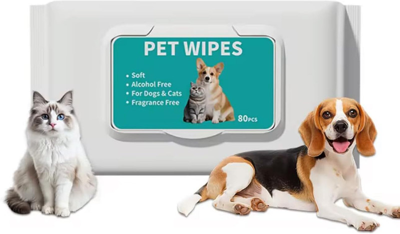 TitanPets Pet Cleaner Hand Gloves, Natural & Herbal Pet Gloves Wipes (6 Gloves) (Pack-2) Pet Ear Eye Wipes(Pack of 2)