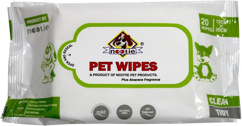 Nootie Pet Wipes 15cm X 20cm (20wipes in one)X2 Pet Ear Eye Wipes(Pack of 20)