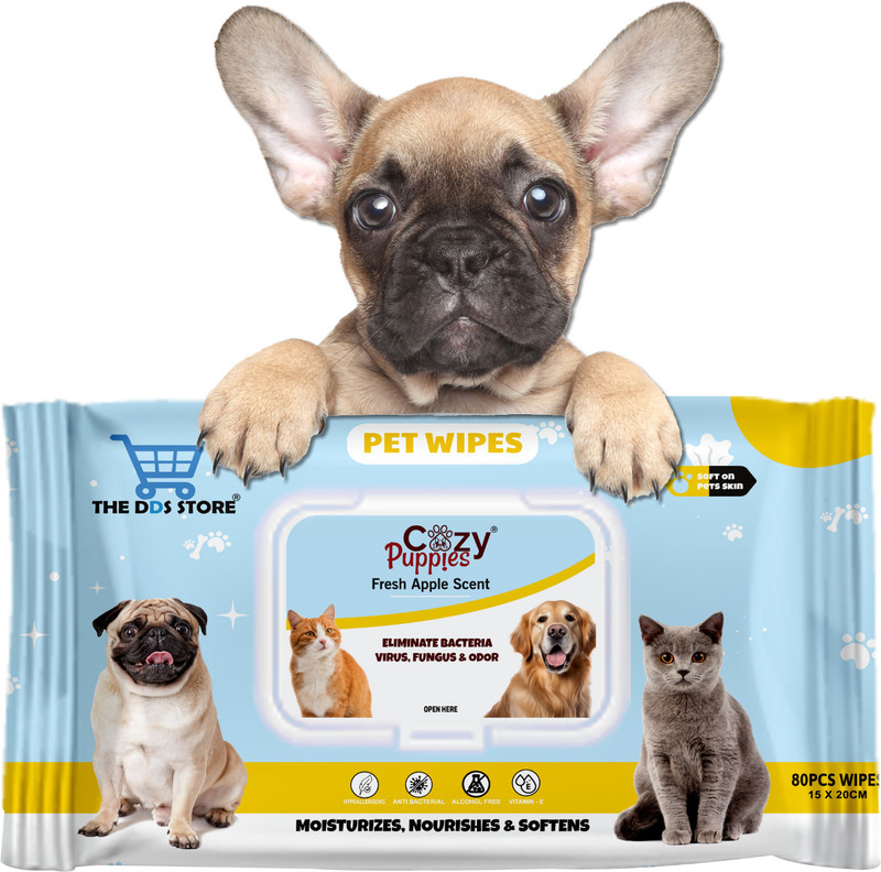 THE DDS STORE Wipes for Dogs & Cats | Natural Extracts Extract| Cleansing Grooming Wipes Pet Ear Eye Wipes(Pack of 1)