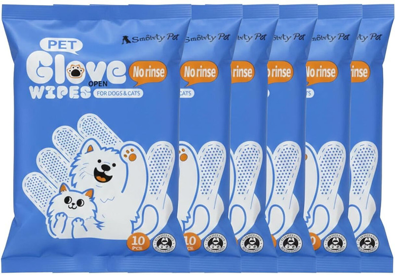 Puppy hugs Pet Grooming Glove Wipes for Daily Care for Dog and Cat-10 Pcs (Pack of 8) Pet Ear Eye Wipes(Pack of 8)