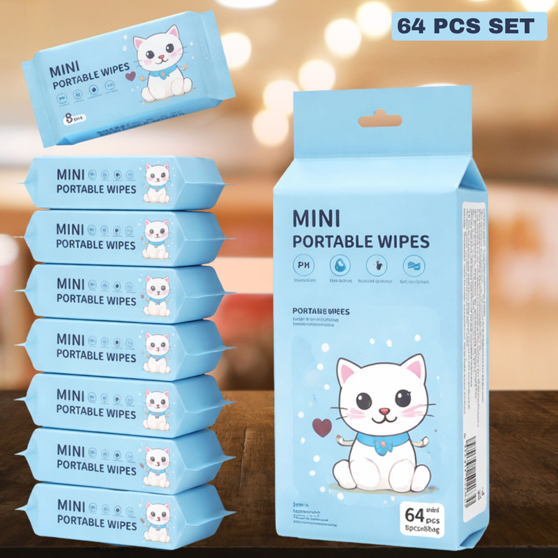 TruSwag Helps remove loose fur Pet Ear Eye Wipes(Pack of 64)