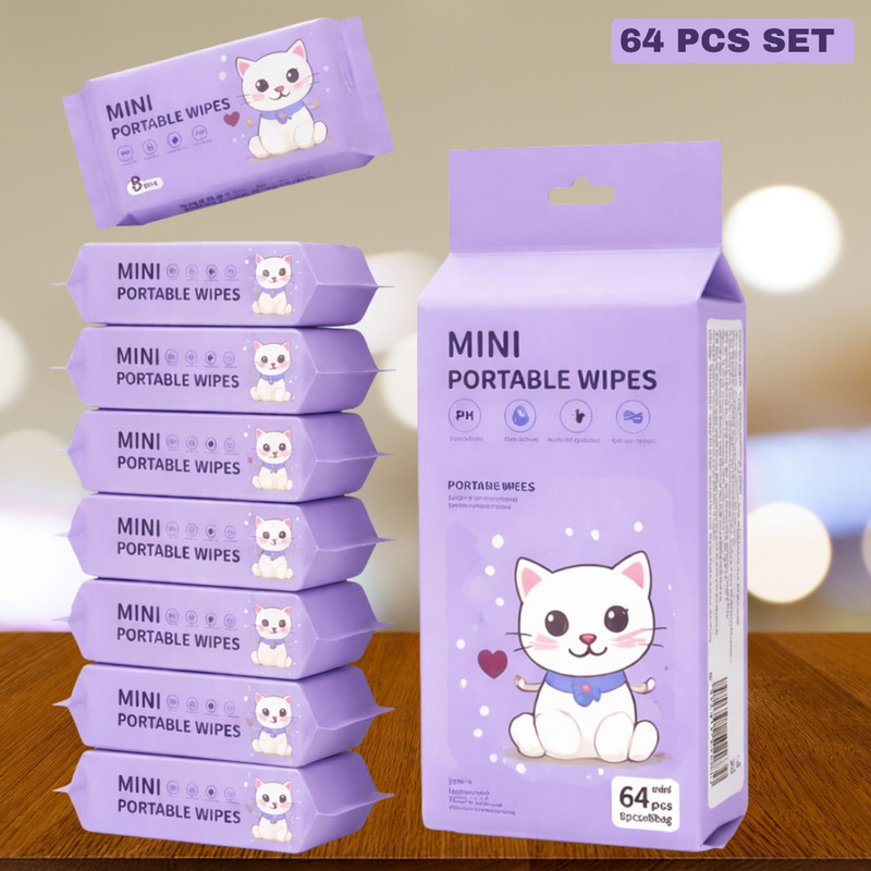 Truveli Skin soothing effect Pet Ear Eye Wipes(Pack of 64)