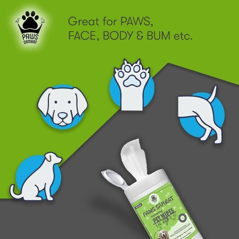 PAWS SAMRAT Premium Strength Textured | Hydrating Pet Wipes Hypoallergic & Non-irritating Pet Ear Eye Wipes(Pack of 80)