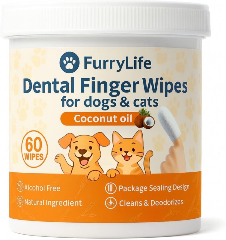 Furry Life Dental Care Finger Wipes Pet Ear Eye Wipes(Pack of 60)