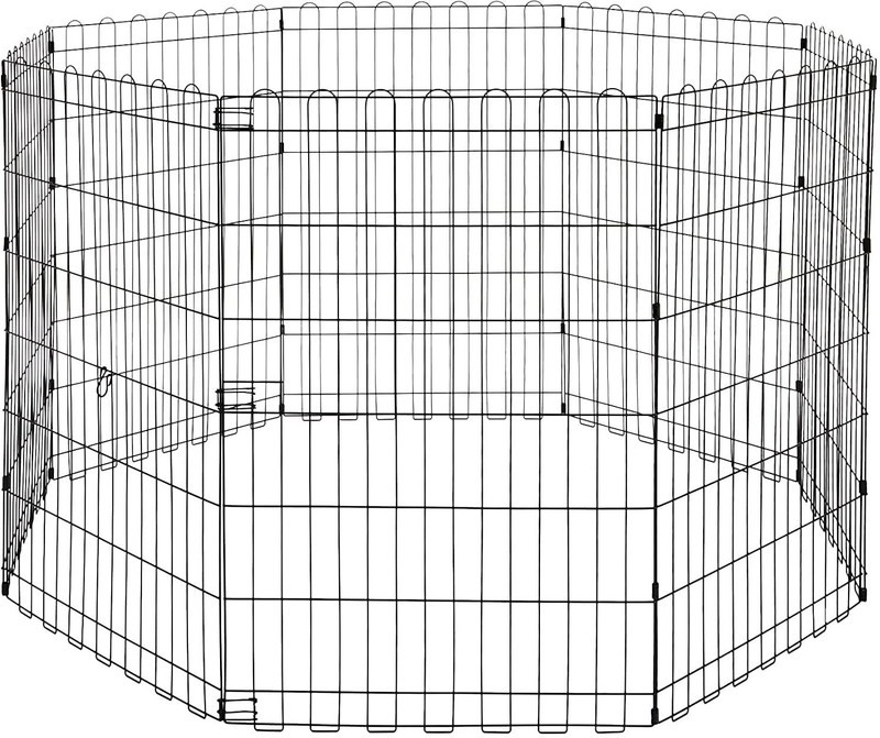 PetJoy Foldable Metal Pet Dog Exercise Fence Pen With Gate 24 inch Pet Fence