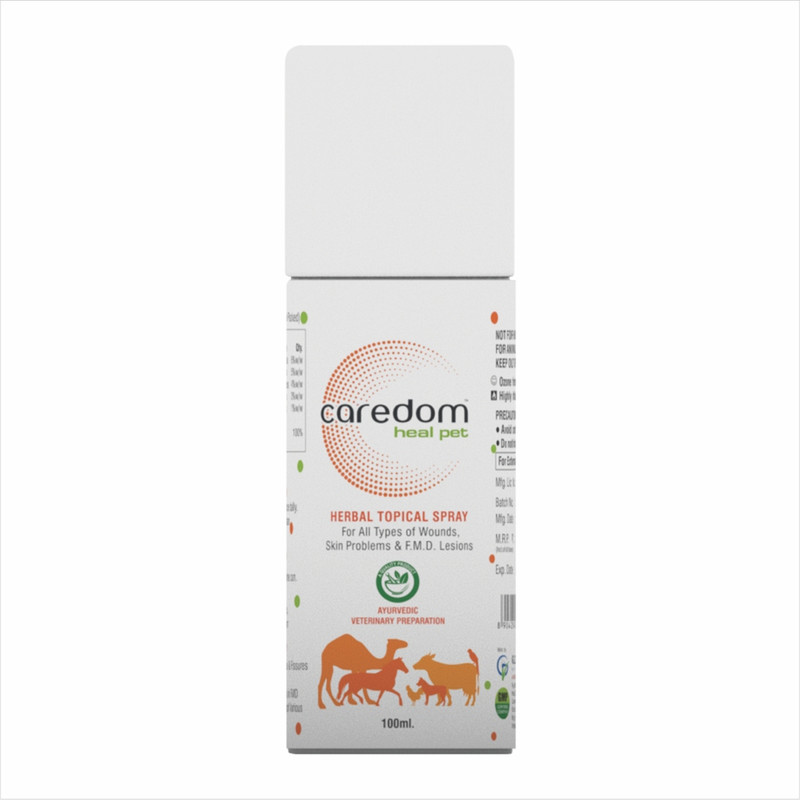 Caredom Heal Pet Veterinary Herbal Spray for All Types of Skin Problems for Pets 100ml Pet First Aid Kit(1 Pieces)
