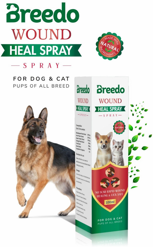 Breedo Wound heal Spray (Helps cut, burns, scrapes fighting) For Dog & Cat |Lick-Safe, Pet First Aid Kit(1 Pieces)