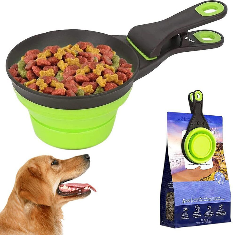Verilux Silicone Collapsible Pet Food Scoop with Clip 237ml Kitchen Scoop