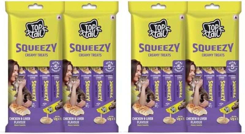 Top Tail Creamy treats lickable (12g x 20Sachets) Chicken, Liver 0.24 kg (4x0.06 kg) Wet Young, New Born, Senior, Adult Cat Food