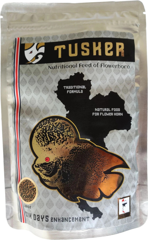 STAR FARMS TUSKER Nutritional Feed of Flowerhorn, 55% protein, Fast growth, Natural color 0.1 kg Dry Adult, Young, New Born Fish Food
