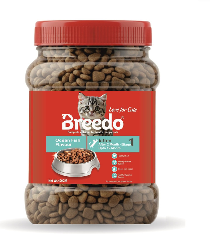 Breedo Stage 1 Kitten Ocean Fish & Multivitamin Combo Fish 0.6 kg Dry Young Cat Food