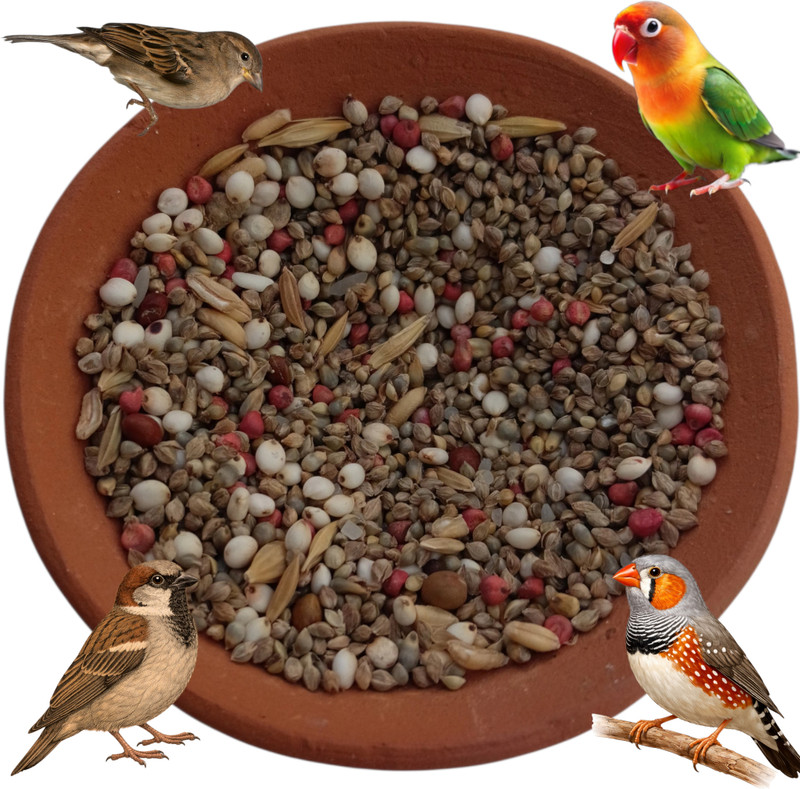 lithor natural forest millet mix seed for Sparrows, Parrots and all small birds,900gm 0.9 kg Dry All Life Stages Bird Food