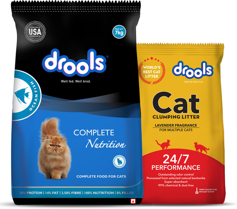 Drools with 5kg Cat Litter and 7kg Ocean Fish 12 kg Dry Adult Cat Food