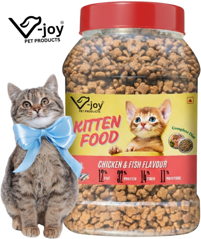 VJOY Kitten Cat Food with Chicken and Fish (450g) Chicken, Fish 0.45 kg Dry Young Cat Food