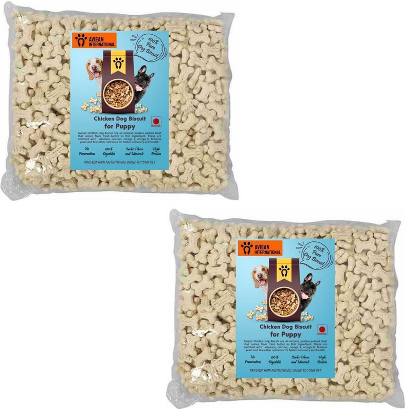 Aviean International Pet Puppy (0.7kg + 0.7kg) White Milk Calcium Biscuits For Dog 1.4 kg (pack Of 2) Milk 2 kg (2x1 kg) Dry New Born, Young, Adult, Senior Dog & Cat Food