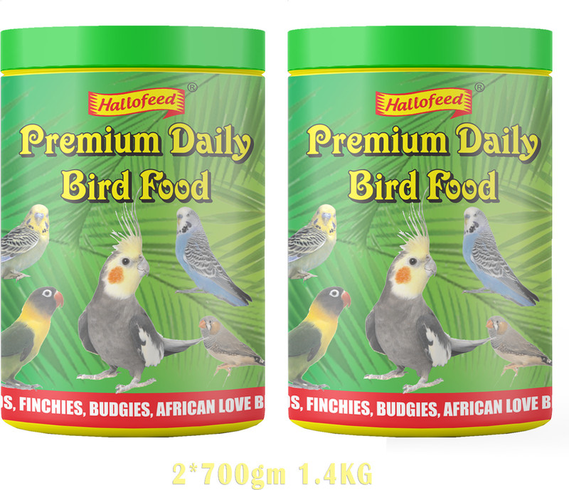 Hallofeed Bird Food ( 1.4 kg) for Budgies Cockatiel & Lovebird - Mix Seeds Rice 1.4 kg (2x0.7 kg) Dry Adult, Senior, Young Bird Food