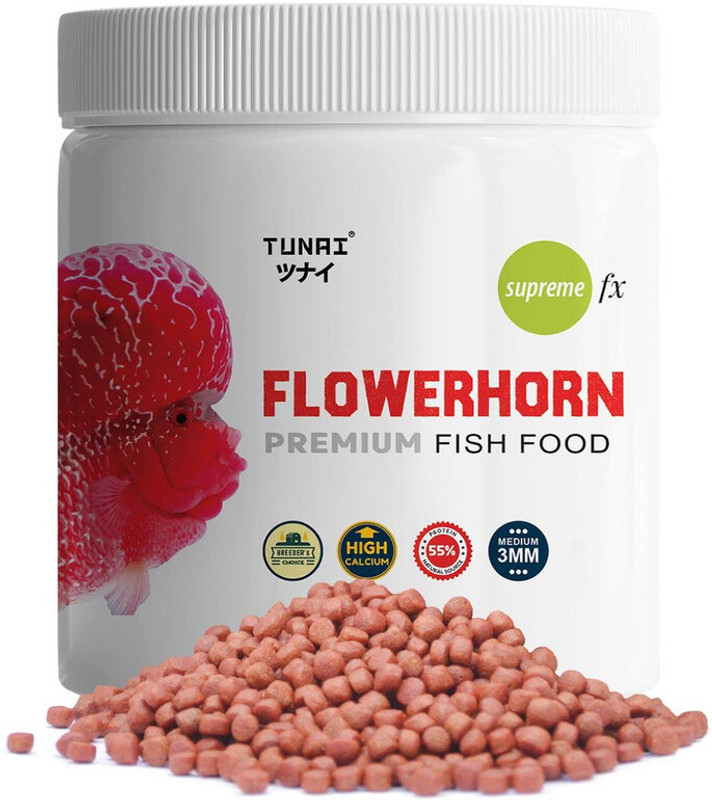 TUNAI Supreme Formula Fish Food for Flowerhorn Essential for Growth & Color Sea Food 0.1 kg Dry Adult, New Born, Senior, Young Fish Food