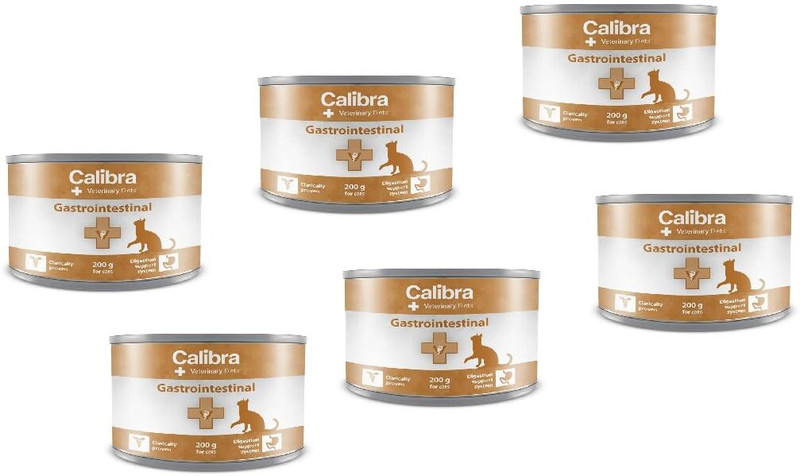 calibra Gastrointestinal Veterinary Diets Wet Food for Cats, 200g Pack of 6 Salmon, Turkey 0.12 kg (6x0.02 kg) Wet Adult, New Born, Senior, Young Cat Food