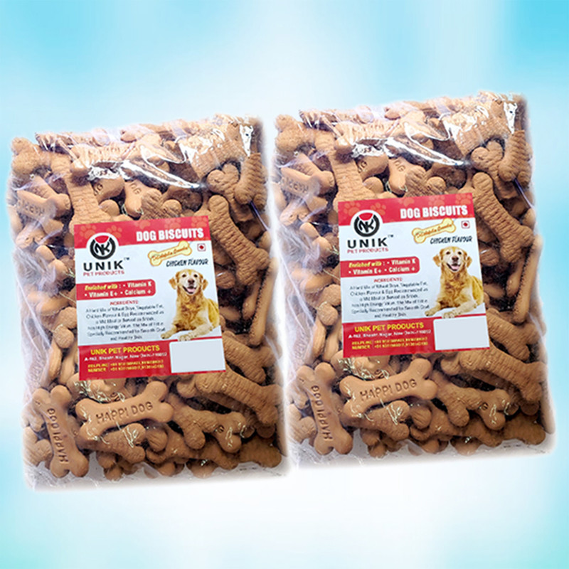 Unik Dog Pet Food Real Chicken Dog Biscuits For Adult Dogs , Chicken 2 kg (2x1 kg) Dry Adult, Young Dog Food