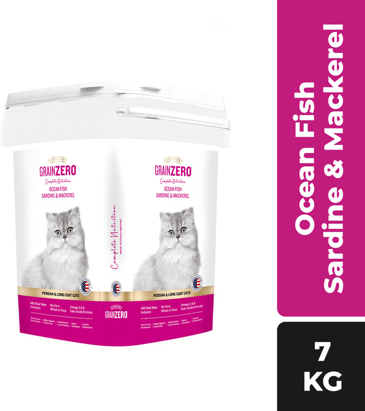 Signature Grain Zero Persian Inside Container Ocean Fish Sardine and Mackeral 7 kg Dry Adult Cat Food