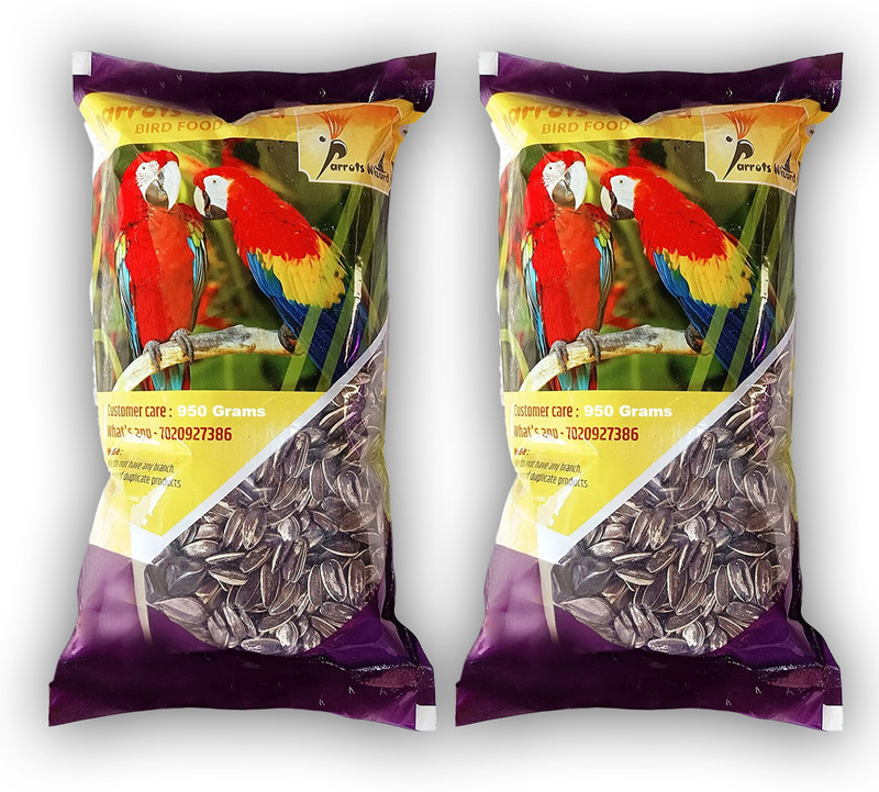 Parrots Wizard Large Size Parrot Food Sunflower Seeds Nuts 0.9 kg (2x0.45 kg) Dry Adult, Young, Senior Bird Food