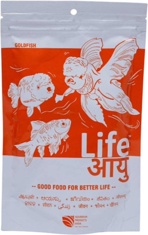 LIFE AAYU Small Gold Fish Food Ayurvedic Soft-Sinking Pellets with Tulsi 0.1 kg Dry Adult, New Born, Senior, Young Fish Food