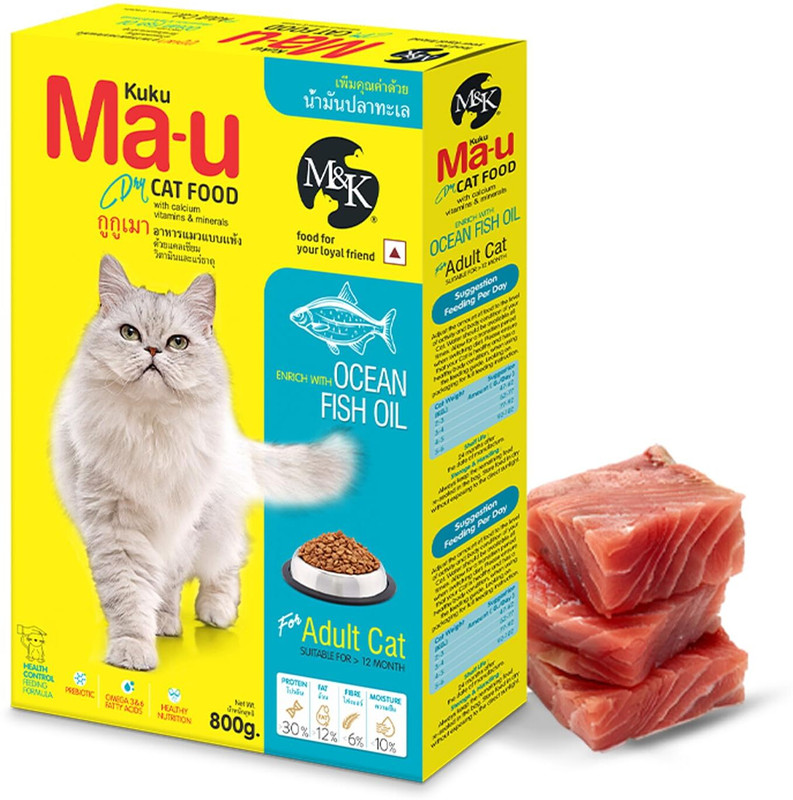 M&K Adult Cat Food with Ocean Fish | Complete & Balanced Dry Cat Food for Adult Cats Fish 7.2 kg Dry Adult Cat Food