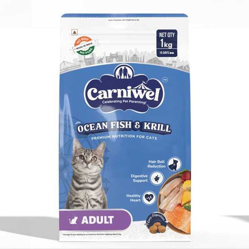 CARNIWEL Ocean Fish & Krill Chicken 1 kg Dry Adult Cat Food