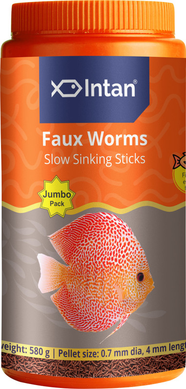 INTAN Faux Worm Sticks, Slow Sinking | Jumbo Pack, Pellet 0.7 mm Dia 4mm Length 0.58 kg Dry Adult Fish Food