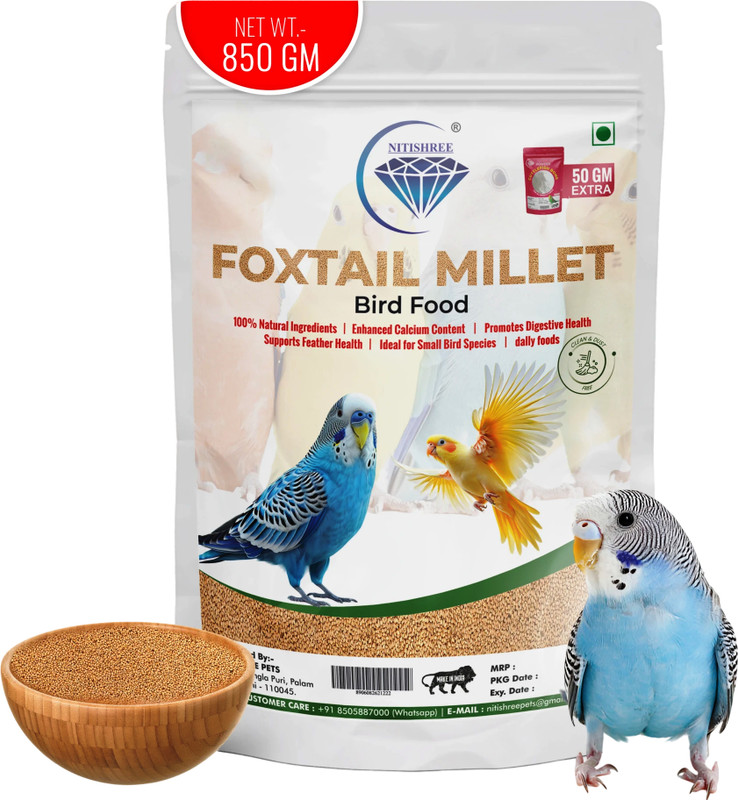 VS Mart Foxtail Millet/Kangni for sparrow,Finches,Budgies,Lovebirds,Cockatiels Bird food 1 kg Dry Adult, New Born, Senior, Young Bird Food