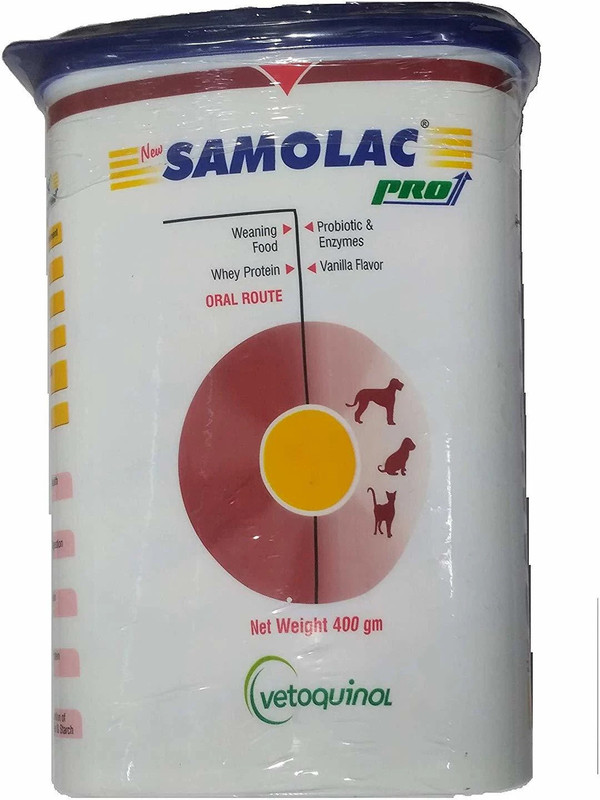 Vetoquinol Samolac Pro Weaning Food Supplement For Both Dogs And Cats Vanilla 0.84 kg Dry New Born, Young, Adult Dog Food