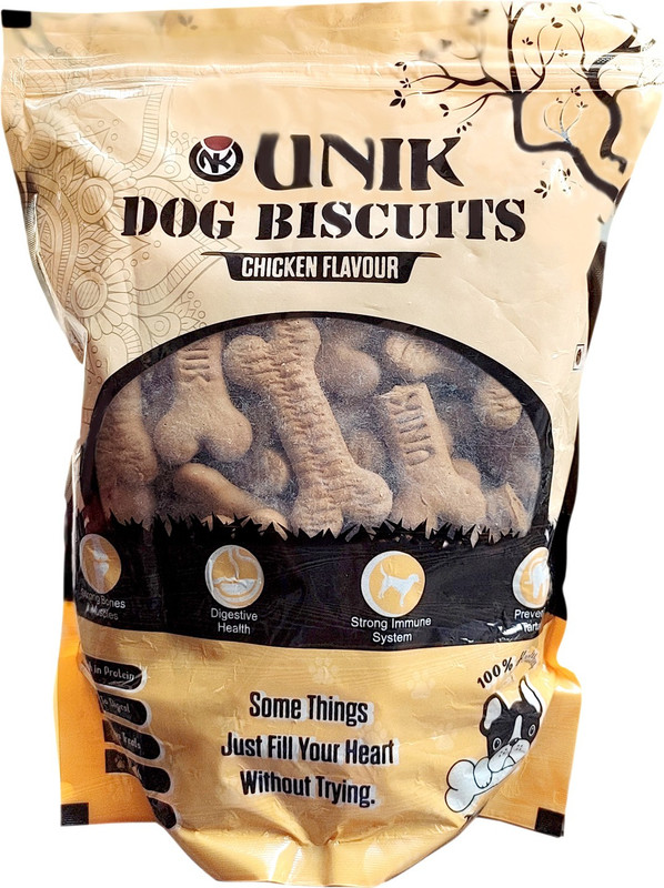 Unik Dog Biscuits Chicken Flavour Premium Quality, Chicken 0.8 kg Dry Adult, Young Dog Food