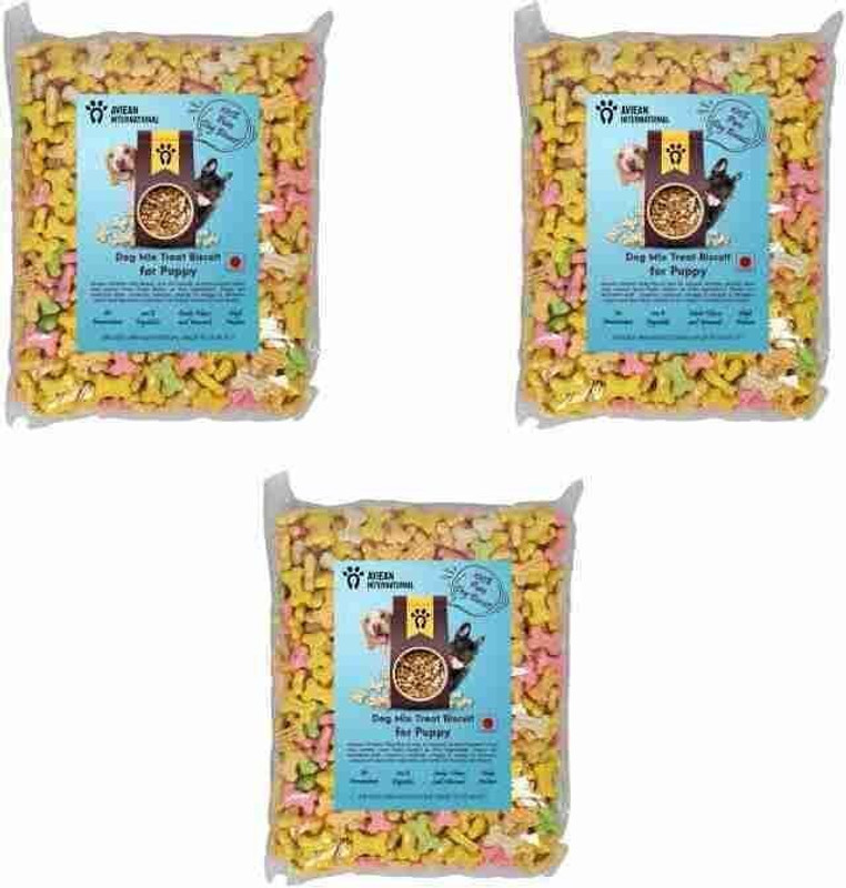 Aviean International Pet Puppy Dog Biscuits Mix Flavour 3 kg Pack Combo Premium Oven Baked Dog Treat Chicken 3 kg (3x1 kg) Dry New Born, Young, Adult, Senior Dog Food