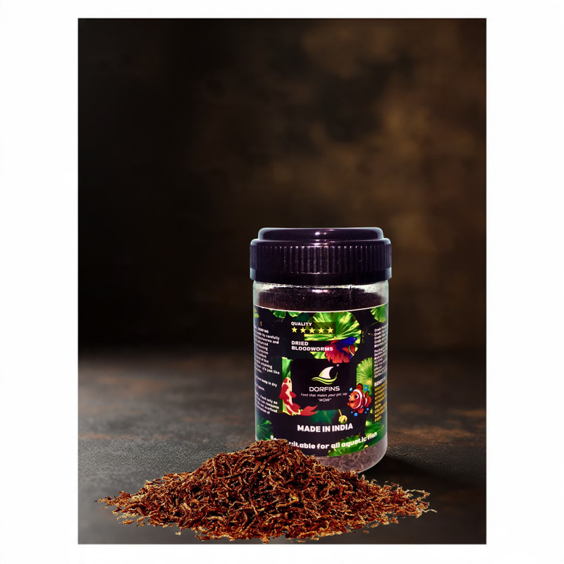 DORFINS Freeze Dried Bloodworms, High-Protein Dry Fish Food, 100% Natural, 40g 0.04 kg Dry Adult, New Born, Senior, Young Fish Food