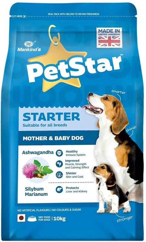 PetStar By Mankind Starter Dry Dog Food for Mother & Puppy Chicken 1 kg Dry New Born Dog Food