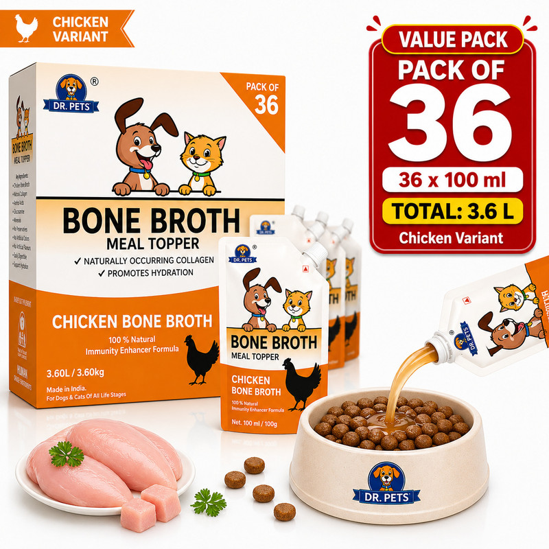 Dr.pets Pack of 3 Fish Bone Broth for Cats & Dogs | Human Grade | Natural Hydrating Fish 300 ml Wet Adult, New Born, Senior, Young Dog & Cat Food