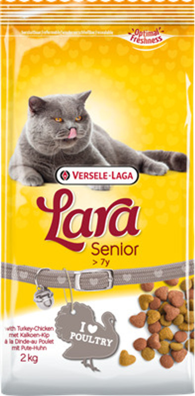 Versele -Laga Lara Senior Cat Food with Turkey-Chicken | Specially Designed for Senior Cats | 2 kg Dry Senior Cat Food