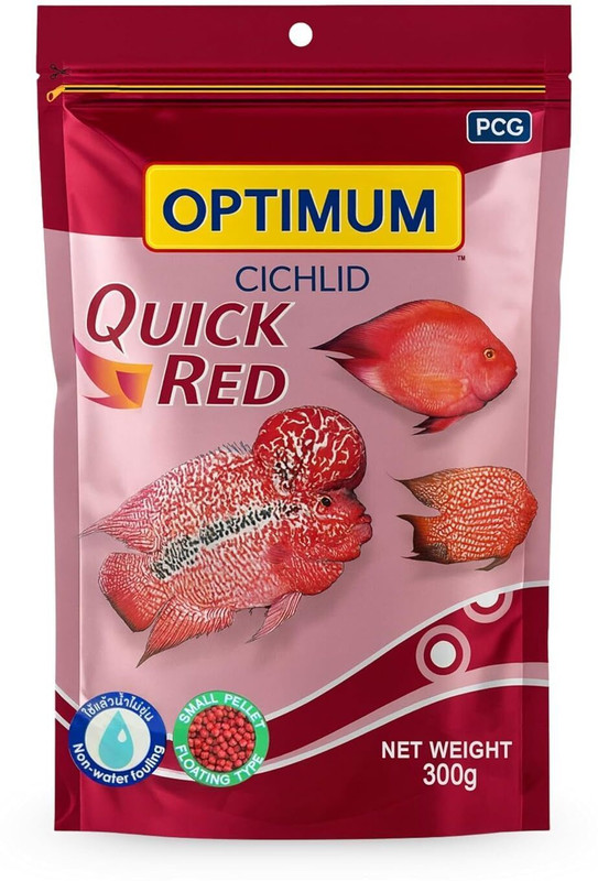 PetJoy Optimum Cichlid Quick Red Small Pellet Fish Food (300g) Aquarium Fish Food Sea Food 0.3 kg Dry All Life Stages Fish Food