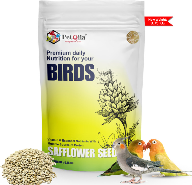 KOO Retails Safflower Seeds/ Kusum Beej Seeds for Birds 2kg 2 kg Dry Adult, New Born, Senior, Young Bird Food