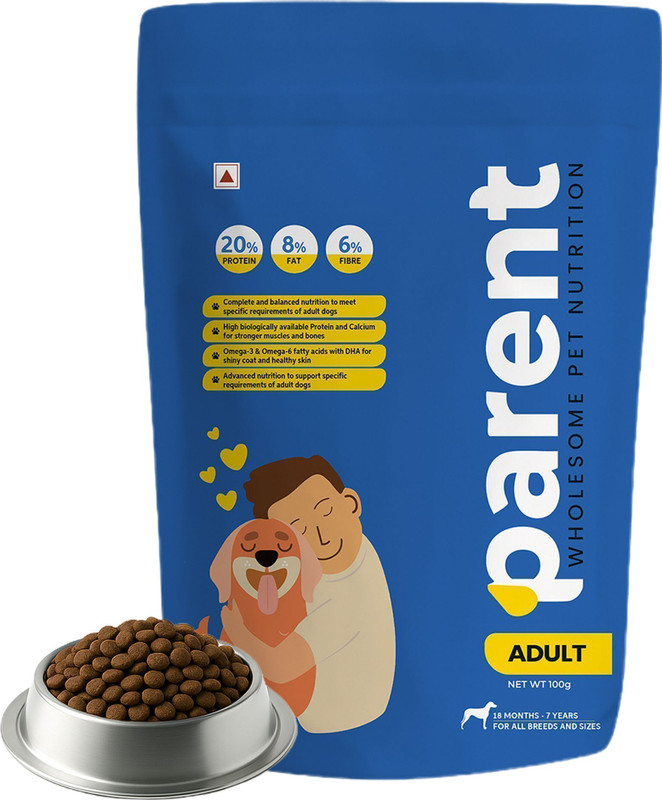 Parent Adult Dog Food 18M–7Y Complete Nutrition for Adults for All Breeds & Sizes Meat, Chicken 1.2 kg Dry Adult Dog Food