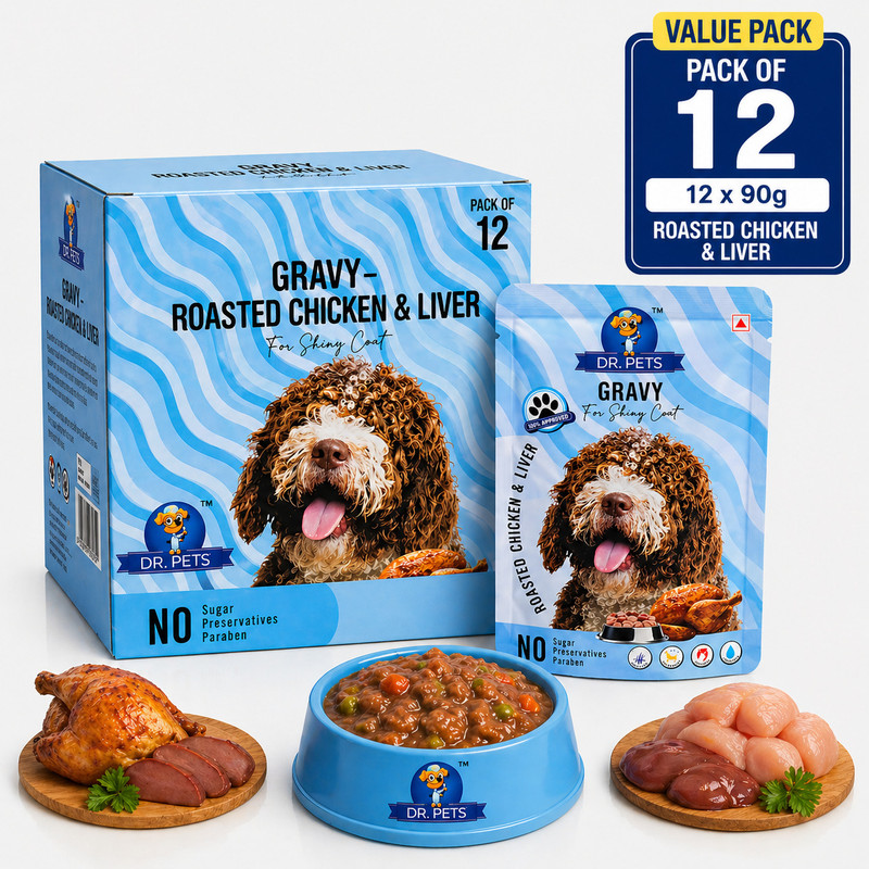 Dr.pets Dog Wet Gravy Roasted Chicken Liver Chicken 4.32 kg Wet All Life Stages, Adult, New Born, Senior, Young Dog & Cat Food