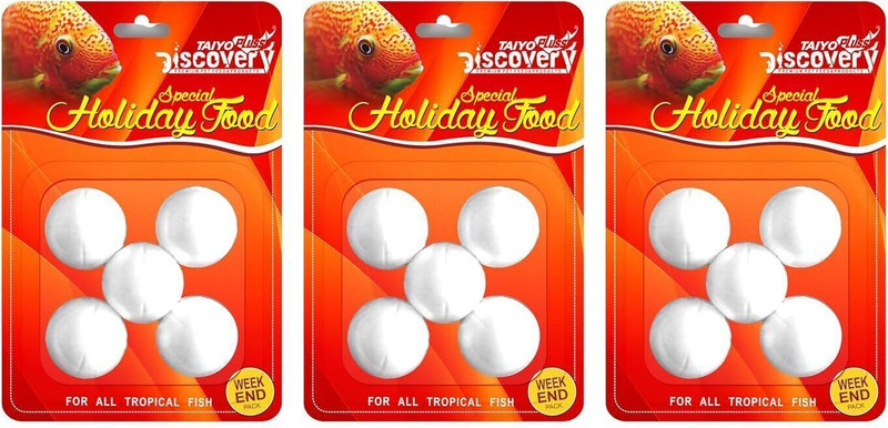 KickAt Weekend Holiday Fish Food ,Slow Release Special Feeding Blocks for All Fishes Sea Food 0.1 kg (3x0.03 kg) Dry All Life Stages Fish Food