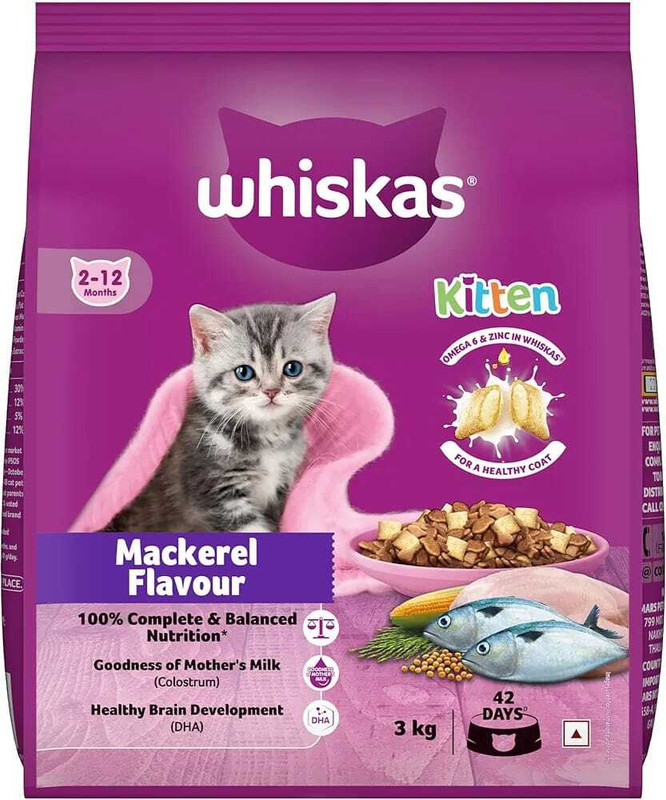 Whiskas 1 pet food Mackeral 3 kg Dry Young Cat Food